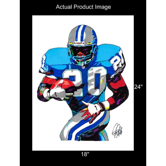 Barry Sanders Detroit Lions Football Poster Print Wall 18x24 - Picture 2 of 5